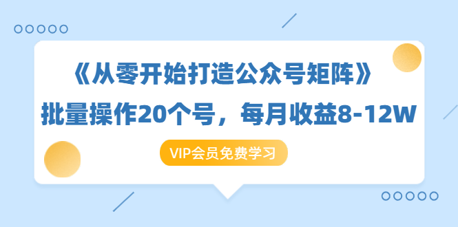 《从零开始打造公众号矩阵》批量操作20个号,每月收益大概8-12W(44节课)-致富资源库