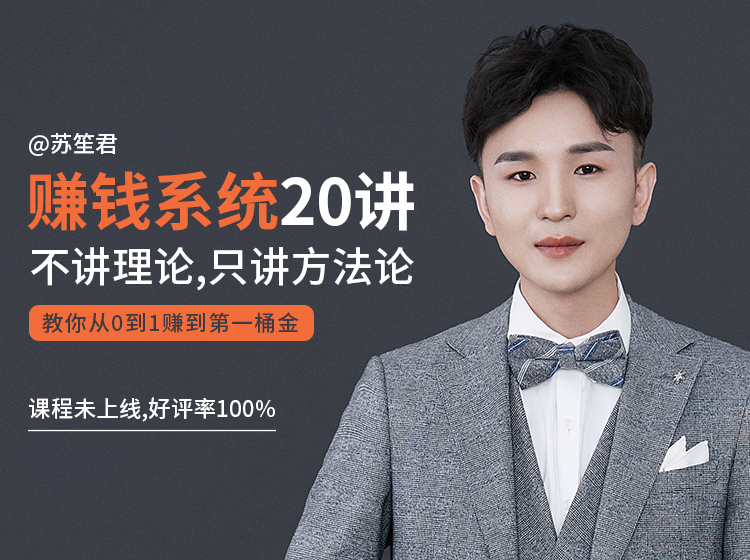 苏笙君的赚钱系统20课 教你从0到1赚到你的第一桶金(不讲理论,只讲方法论)-致富资源库
