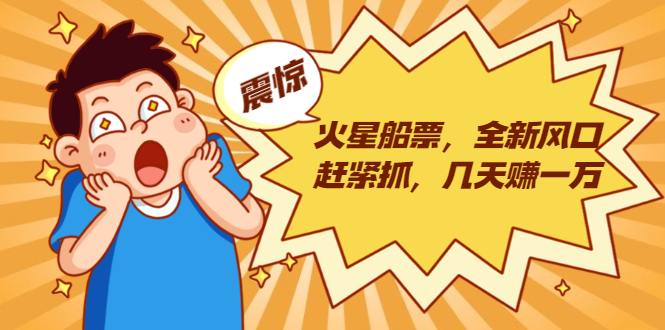 火星船票,全新风口赶紧抓,几天赚一万+摆地摊卖尾货月入一万(5个项目)-致富资源库