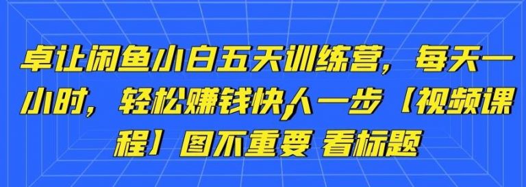 卓让闲鱼小白五天训练营，每天一小时，轻松赚钱快人一步-致富资源库