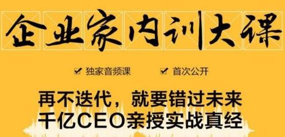 企业家内训大课,未来企业必学经验,价值1299元-致富资源库