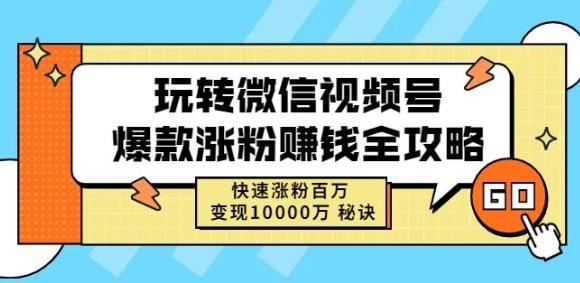 玩转微信视频号爆款涨粉赚钱全攻略,快速涨粉百万变现万元秘诀-致富资源库
