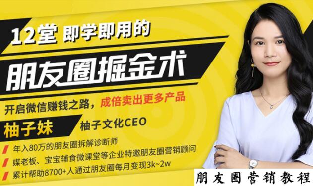 【营销必学】12堂学之即用的朋友圈掘金术：开启你的副业赚钱之路-致富资源库