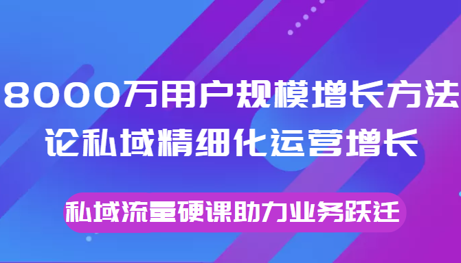 8000万用户规模增长方法论私域精细化运营增长,私域流量硬课助力业务跃迁-致富资源库