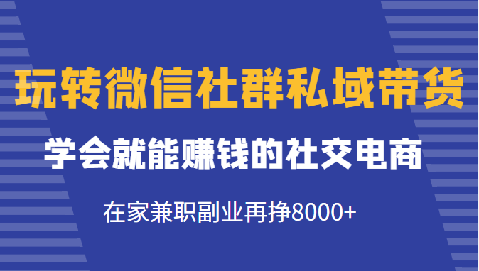 玩转微信社群私域带货,学会就能赚钱的社交电商,在家兼职副业再挣8000+-致富资源库