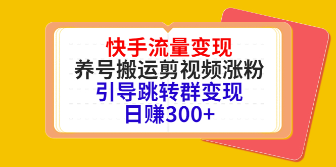快手流量变现,养号搬运剪视频涨粉,引导跳转群变现日赚300+-致富资源库
