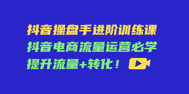 抖音操盘手进阶训练课:抖音电商流量运营必学,提升流量+转化-致富资源库