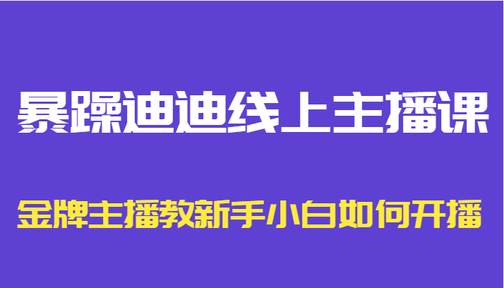 暴躁迪迪线上主播课,金牌主播教新手小白如何开播-致富资源库