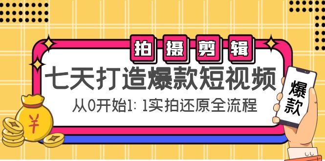 七天打造爆款短视频：拍摄+剪辑实操，从0开始1:1实拍还原实操全流程-致富资源库