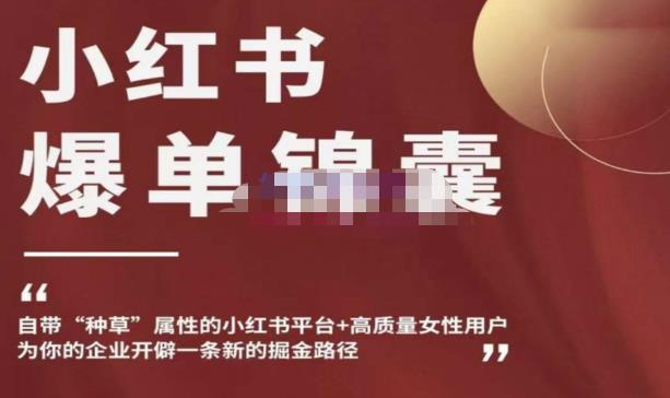 小红书爆单锦囊，自带种草属性+高质量女性用户，为你的企业开辟一条新的掘金路径-致富资源库