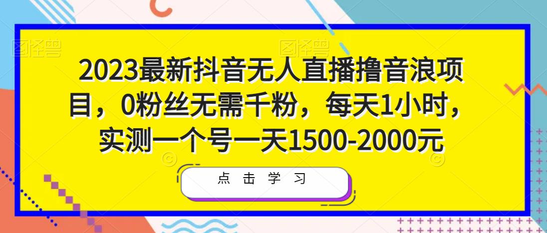 2023最新抖音无人直播撸音浪项目,0粉丝无需千粉,每天1小时,实测一个号一天1500-2000元-致富资源库