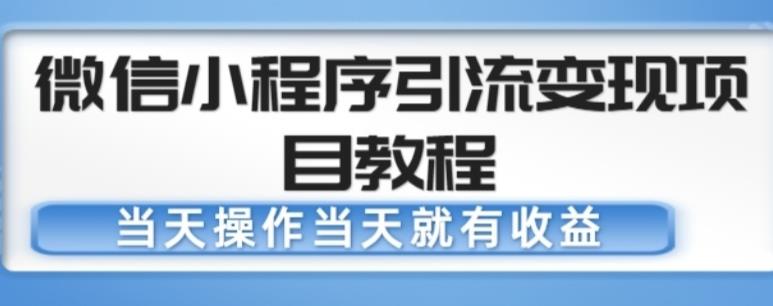 微信小程序引流变现项目教程,当天操作当天就有收益,变现不再是难事-致富资源库