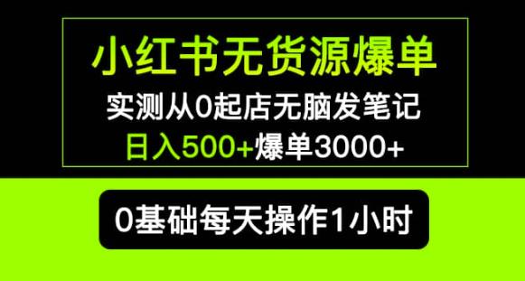 小红书无货源爆单实测从0起店无脑发笔记爆单3000+长期项目可多店-致富资源库