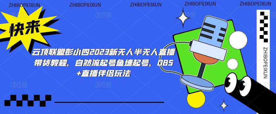 云顶联盟彭小四2023新无人半无人直播带货教程，自然流起号鱼塘起号，OBS+直播伴侣玩法-致富资源库