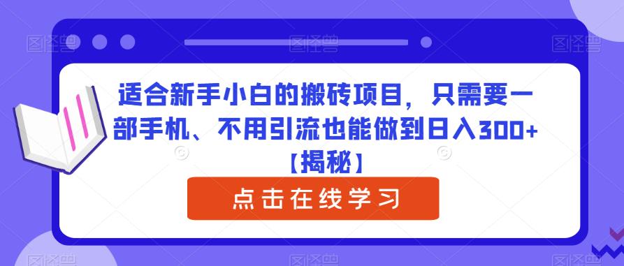 适合新手小白的搬砖项目，只需要一部手机、不用引流也能做到日入300+【揭秘】-致富资源库
