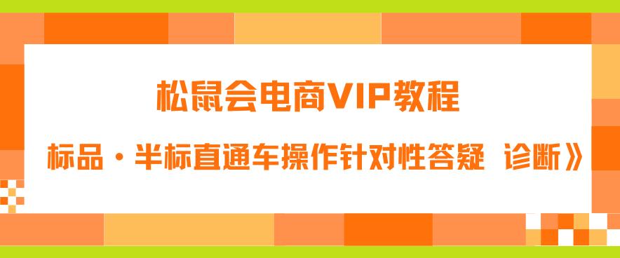 松鼠会电商VIP教程：松鼠《付费推广标品·半标直通车操作针对性答疑&诊断》-致富资源库