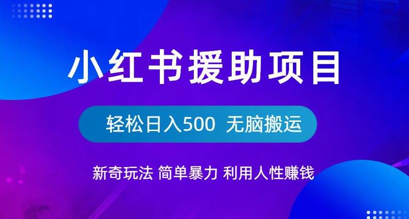 小红书援助项目新奇玩法,简单暴力,无脑搬运轻松日入500【揭秘】-致富资源库