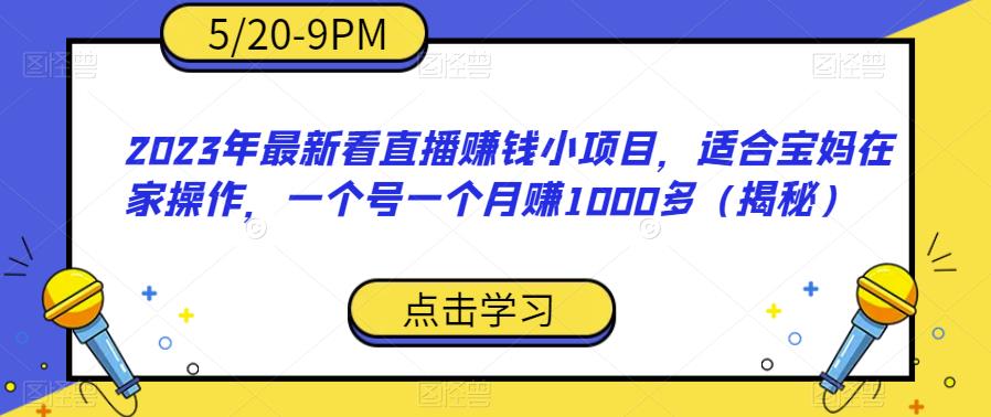 2023年最新看直播赚钱小项目，适合宝妈在家操作，一个号一个月赚1000多（揭秘）-致富资源库