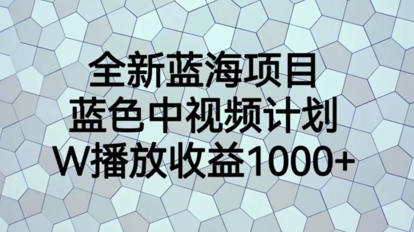 全新蓝海项目，蓝色中视频计划，1W播放量1000+【揭秘】-致富资源库