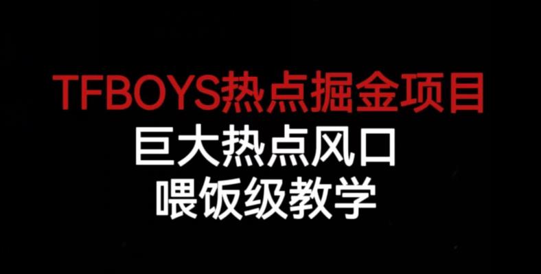 TFBOYS热点掘金项目，巨大热点风口，喂饭级教学-致富资源库