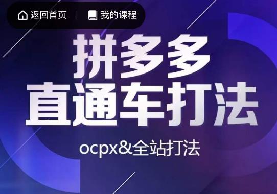 互力·拼多多直通车打法，ocpx&全站打法-致富资源库