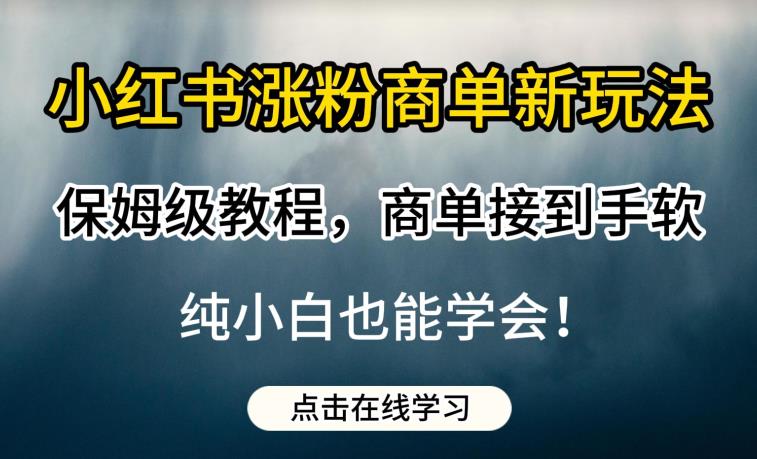 小红书涨粉商单新玩法,保姆级教程,商单接到手软,纯小白也能学会【揭秘】-致富资源库