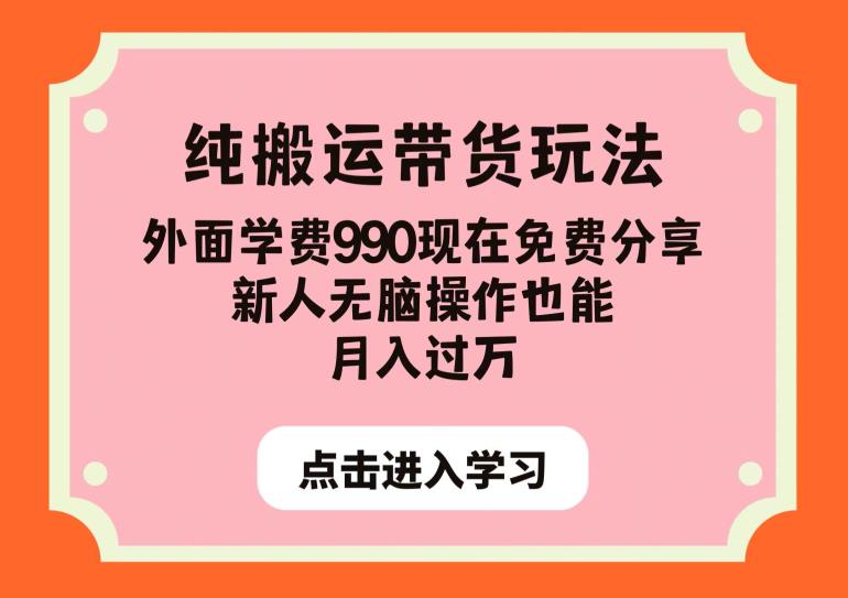 纯搬运带货玩法，外面学费990现在免费分享，新人无脑操作也能月入过万【揭秘】-致富资源库