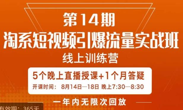 南掌柜·淘系短视频引爆流量实战班,短视频是一个没有天花板的流量入口-致富资源库