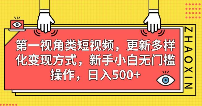 第一视角类短视频，更新多样化变现方式，新手小白无门槛操作，日入500+【揭秘】-致富资源库