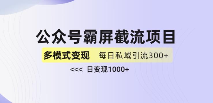 公众号霸屏截流项目+私域多渠道变现玩法，全网首发，日入1000+【揭秘】-致富资源库