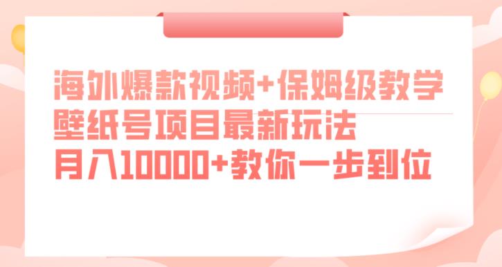 海外爆款视频+保姆级教学，壁纸号项目最新玩法，月入10000+教你一步到位【揭秘】-致富资源库