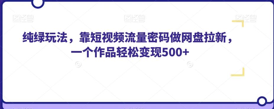 纯绿玩法，靠短视频流量密码做网盘拉新，一个作品轻松变现500+【揭秘】-致富资源库