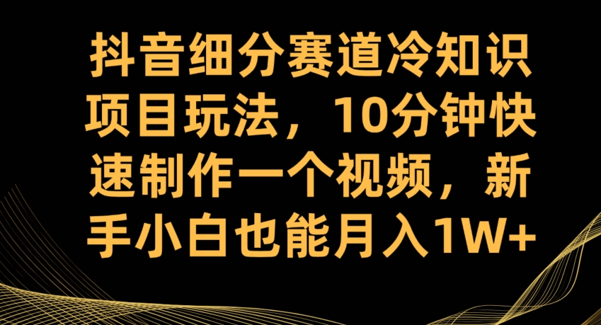 抖音细分赛道冷知识项目玩法，10分钟快速制作一个视频，新手小白也能月入1W+【揭秘】-致富资源库