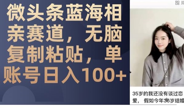 微头条蓝海相亲赛道,无脑复制粘贴,单账号日入100+-致富资源库