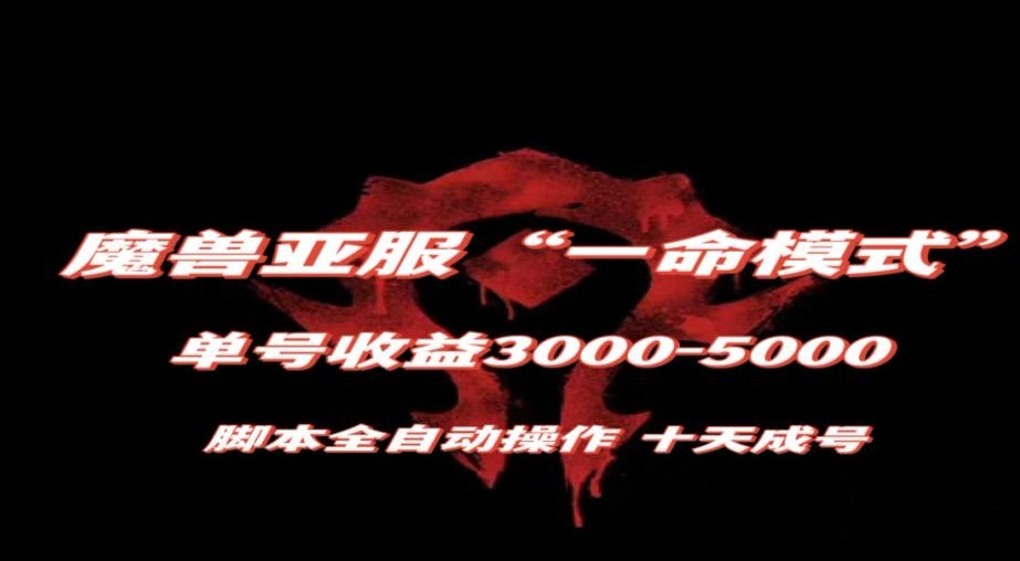 魔兽亚服一命模式,10天成号-单号3千-5千,脚本全自动操作,保姆级教学【揭秘】-致富资源库