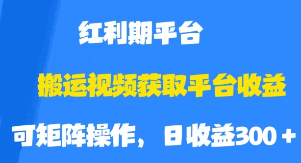 搬运视频获取平台收益,平台红利期,附保姆级教程【揭秘】-致富资源库