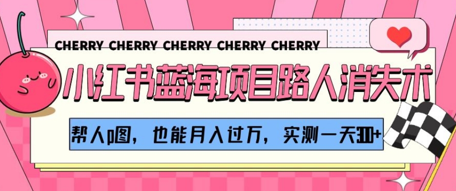 小红书蓝海项目路人消失术，帮人p图，也能月入过万，实测一天300+【揭秘】-致富资源库