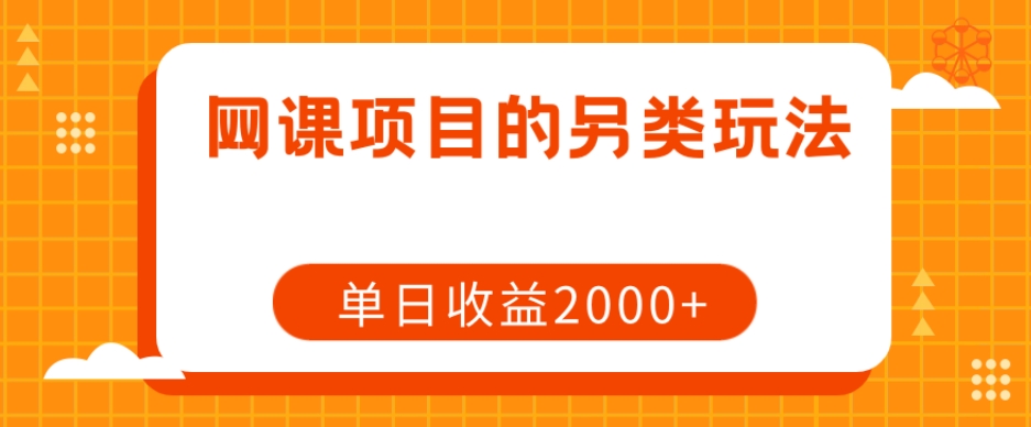 网课项目的另类玩法，单日收益2000+【揭秘】-致富资源库