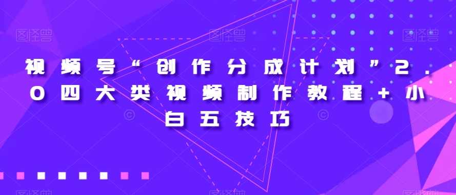 视频号“创作分成计划”2.0四大类视频制作教程+小白五技巧【揭秘】-致富资源库