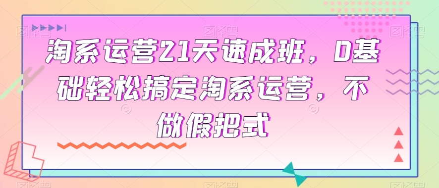 淘系运营21天速成班,0基础轻松搞定淘系运营,不做假把式-致富资源库