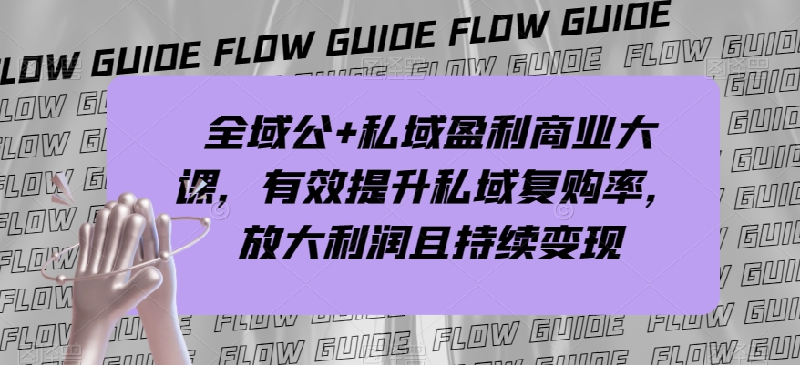 全域公+私域盈利商业大课,有效提升私域复购率,放大利润且持续变现-致富资源库
