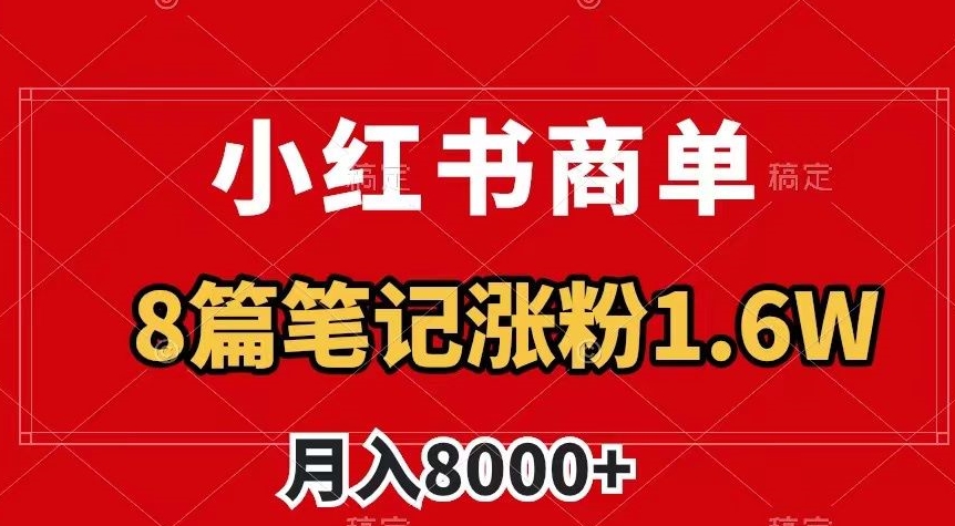 小红书商单最新玩法,8篇笔记涨粉1.6w,作品制作简单,月入8000+【揭秘】-致富资源库