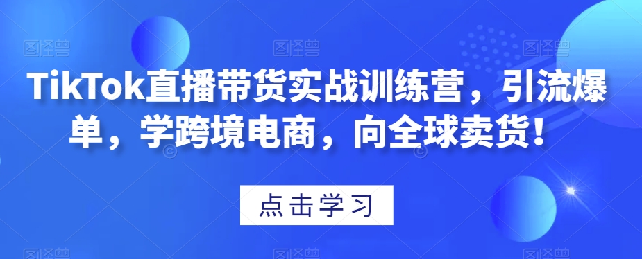 TikTok直播带货实战训练营,引流爆单,学跨境电商,向全球卖货!-致富资源库