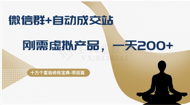 十万个富翁修炼宝典之8.微信群+自动成交站,刚需虚拟产品,一天200+-致富资源库