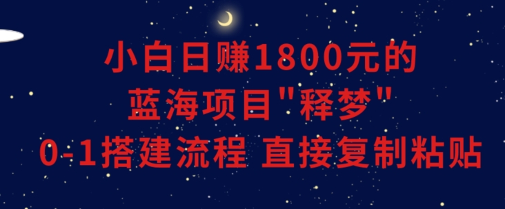 小白能日赚1800元的蓝海项目”释梦”0-1搭建流程可直接复制粘贴长期做【揭秘】-致富资源库