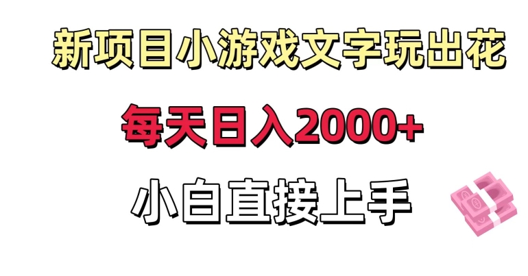 新项目小游戏文字玩出花日入2000+,每天只需一小时,小白直接上手【揭秘】-致富资源库