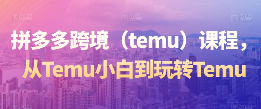 拼多多跨境(temu)课程,从Temu小白到玩转Temu-致富资源库