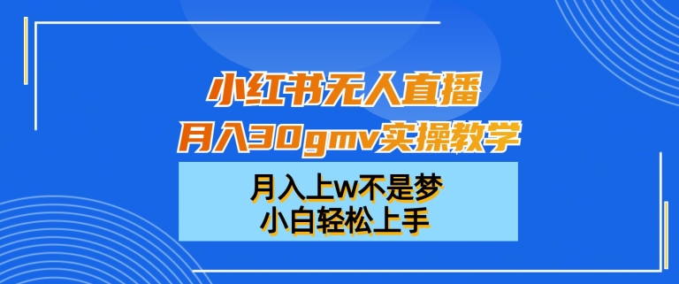 小红书无人直播月入30gmv实操教学，月入上w不是梦，小白轻松上手【揭秘】-致富资源库