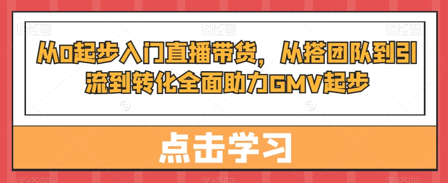 从0起步入门直播带货,从搭团队到引流到转化全面助力GMV起步-致富资源库