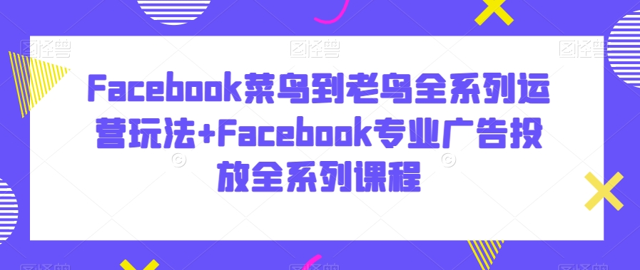 Facebook菜鸟到老鸟全系列运营玩法+Facebook专业广告投放全系列课程-致富资源库